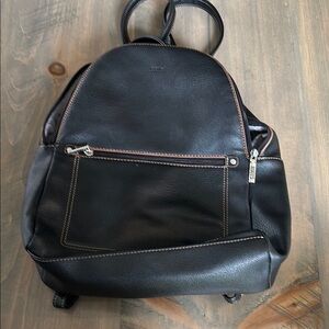 Roots Black Leather Backpack